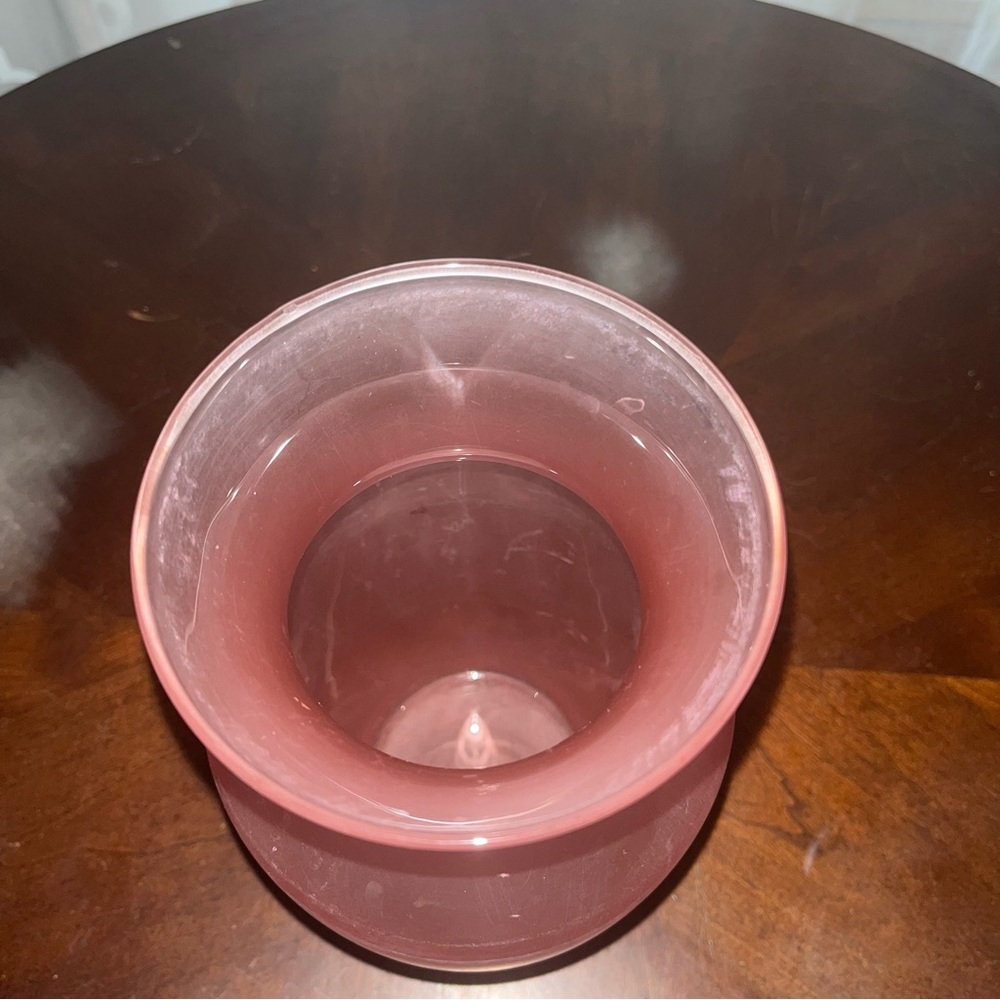 Pink Matte Glass Decorative Vase Solid Pattern Home Decor Accent - Picture 4 of 4